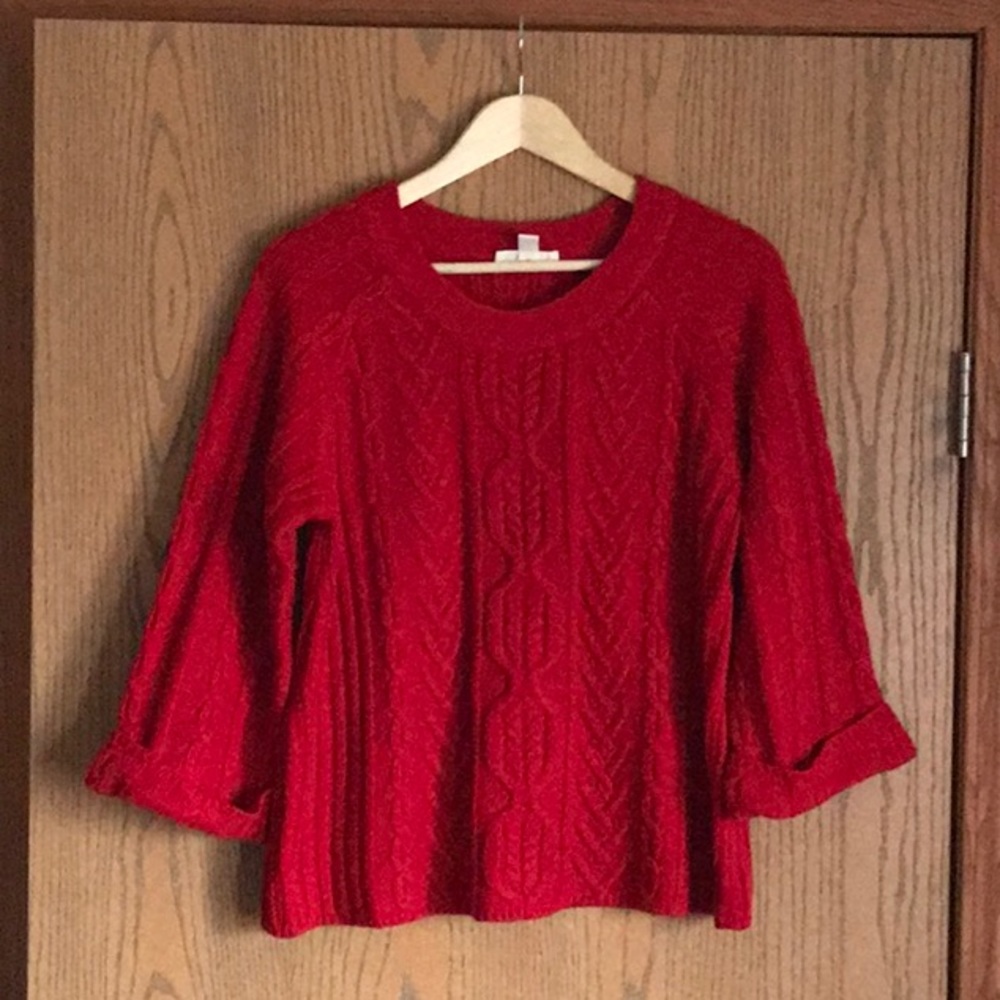 Red wide sleeve sweater